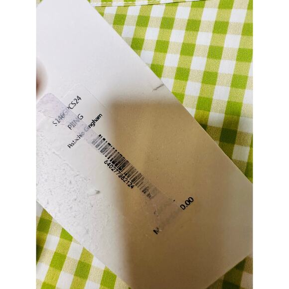 NWT CAROLINE CONSTAS Green White Gingham Checkered Reina Bubble Mini Skirt S - Picture 11 of 15